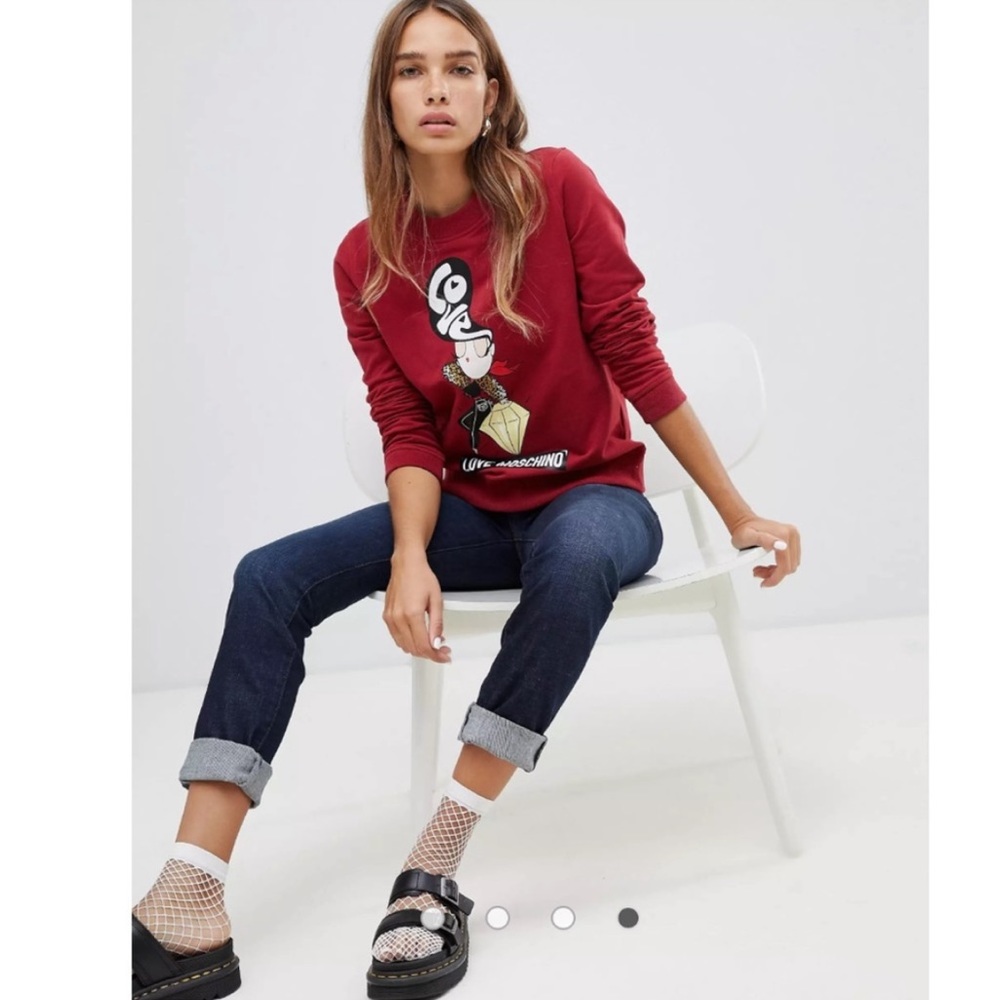 LOVE MOSCHINO LADY DIAMOND GREY CREW NECK SOFT SWEATSHIRT PERFECT CONDITION - Picture 3 of 7